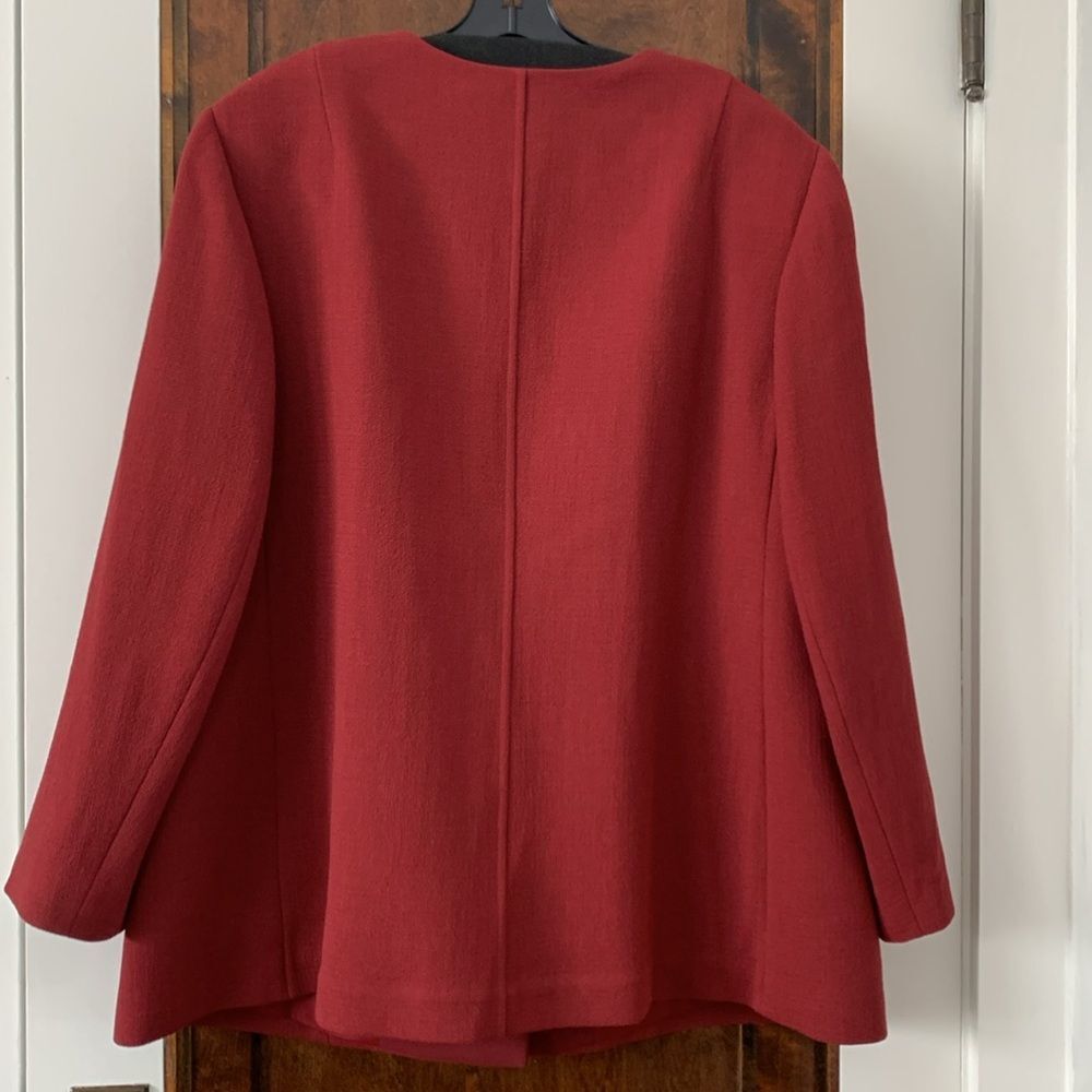 Lafayette 148 Wool Collarless Jacket Claret 16W Excellent Condition - Picture 3 of 6